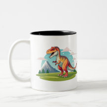 Cute vintage Dinosaur T Rex med berg