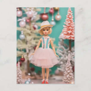 Cute Vintage Doll-jul Vykort