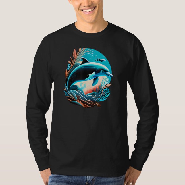 Cute Vintage Dolphin Animal  Dolphin T Shirt (Framsida)