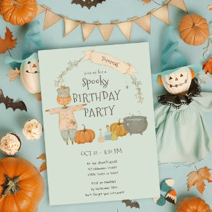 Cute Vintage fågelskrämma halloween bastu Birthday Inbjudningar
