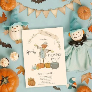 Cute Vintage fågelskrämma halloween bastu Birthday Inbjudningar