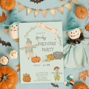 Cute Vintage fågelskrämma halloween bastu Birthday Inbjudningar