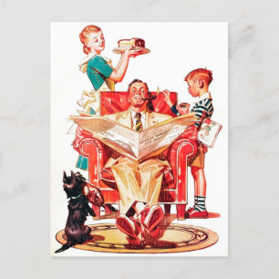 Cute-vintage-familjen, oavsett vilket vykort för a