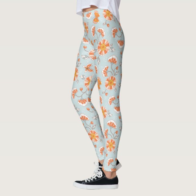 Cute Vintage Flower Butterfly Mönster Leggings (Vänster)