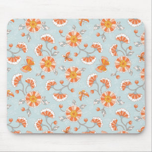 Cute Vintage Flower Butterfly Mönster Musmatta