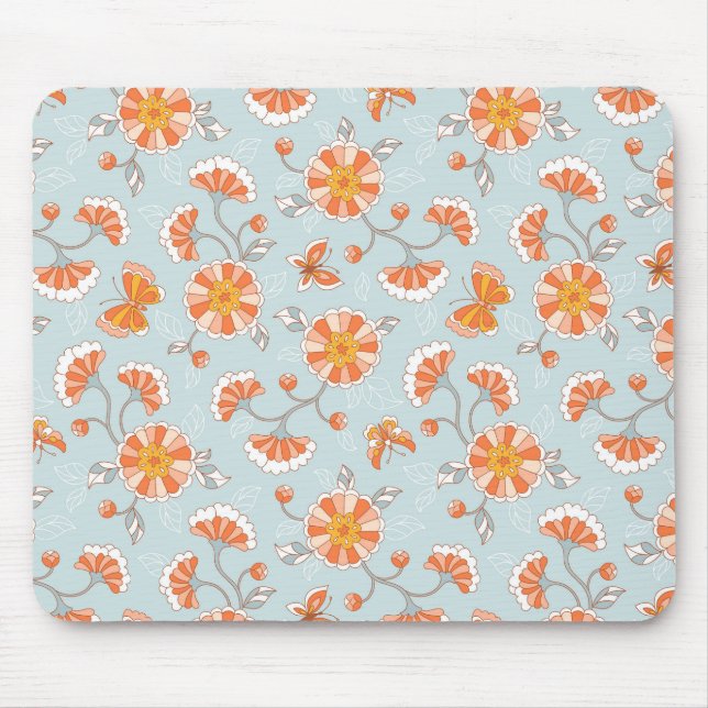Cute Vintage Flower Butterfly Mönster Musmatta (Framsidan)