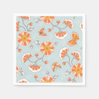 Cute Vintage Flower Butterfly Mönster Pappersservett