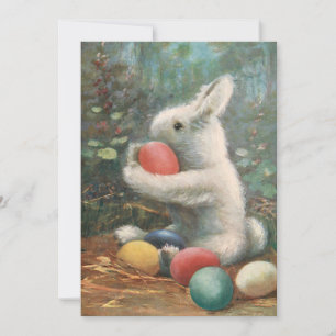 Cute Vintage Fluffy Påskhare och ägg Julkort