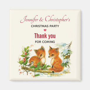 Cute Vintage Foxes Retro-julen Party Tack Magnet