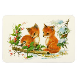 Cute Vintage Foxes Retro-julscen Magnet