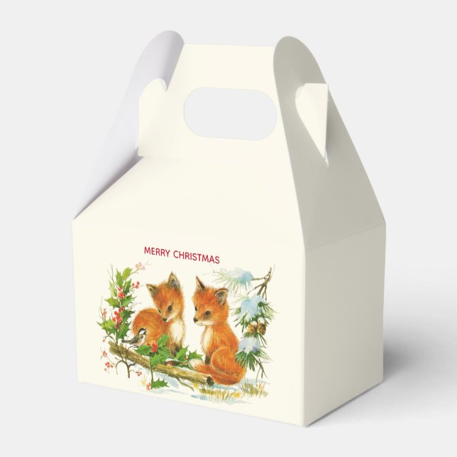 Cute Vintage Foxes Retro-julscen Presentaskar (Framsidan Sidan)