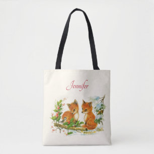 Cute Vintage Foxes Retro-julscen Tygkasse