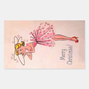 Cute Vintage Girl Rektangulärt Klistermärke