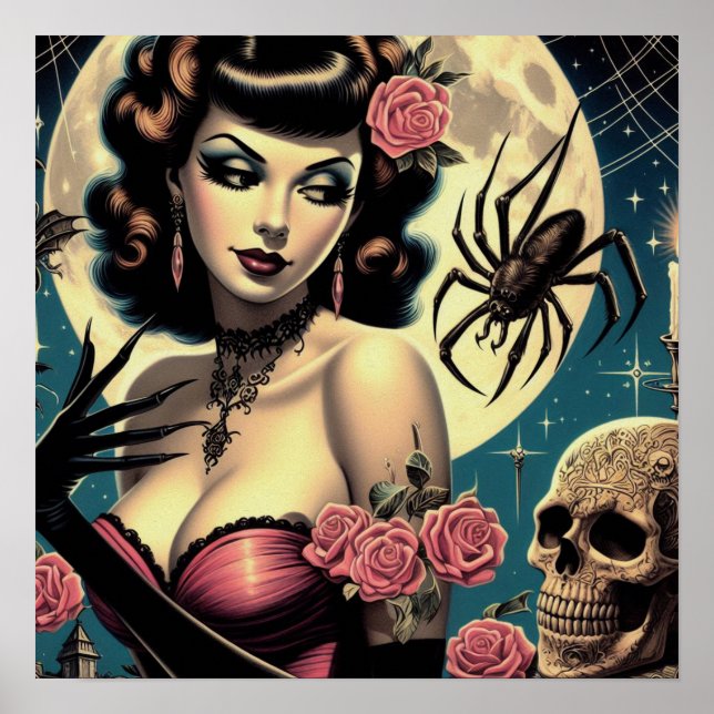 Cute Vintage Goth Girl Poster (Framsidan)