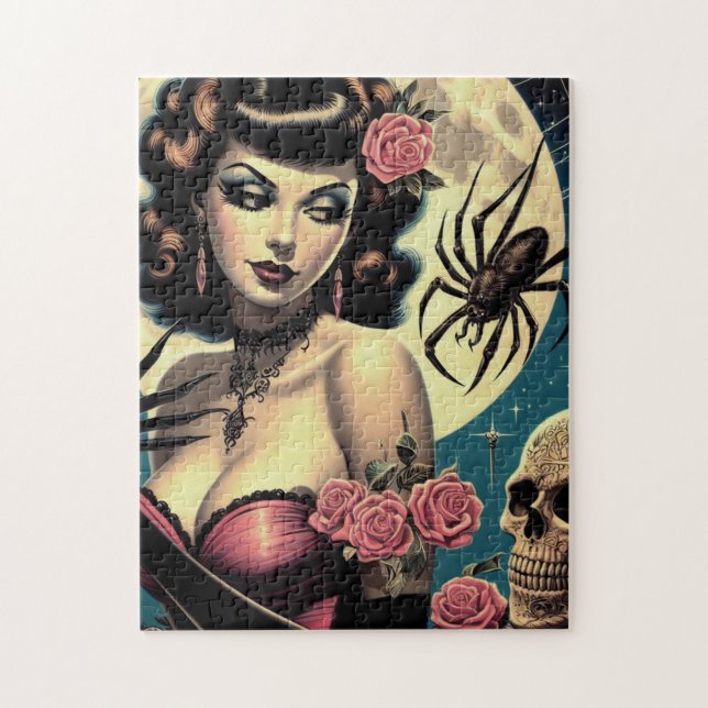 Cute Vintage Goth Girl Pussel (Vertikal)