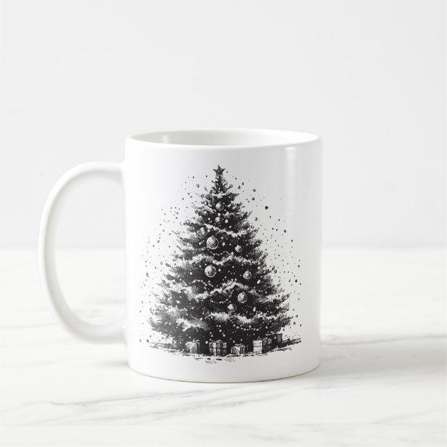 Cute Vintage Gräs Julgran Kaffemugg (Vänster)