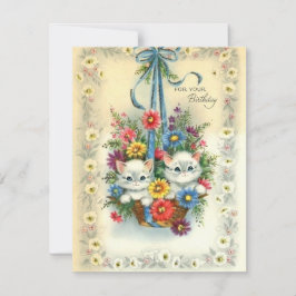 Cute Vintage Grattis på födelsedagen Kittens i A B Julkort