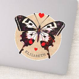 Cute Vintage Grunge Butterfly and Hearards Add Nam Klistermärken
