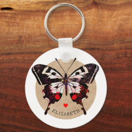 Cute Vintage Grunge Butterfly and Hearards Add Nam Nyckelring