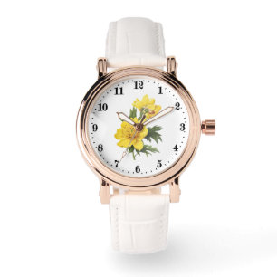 Cute vintage gula blommor dam armbandsur