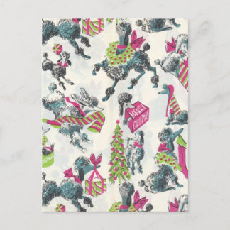 Cute Vintage Helgdag Pudel med Roligt Vykort