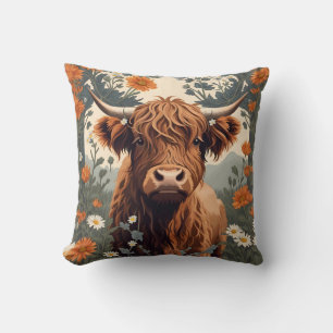 Cute Vintage Highland Cow Kudde
