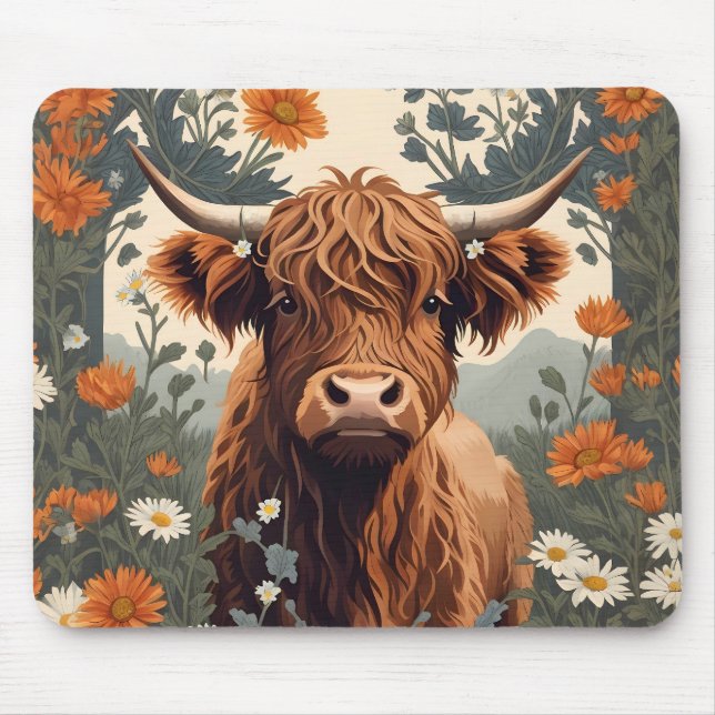 Cute Vintage Highland Cow Musmatta (Framsidan)