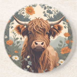 Cute Vintage Highland Cow Underlägg