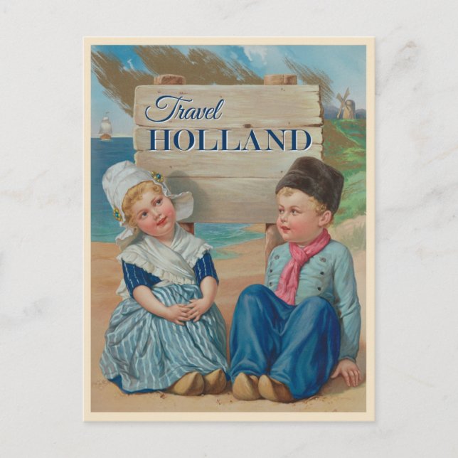 Cute Vintage Holland Netherlands Travel Vykort (Framsida)