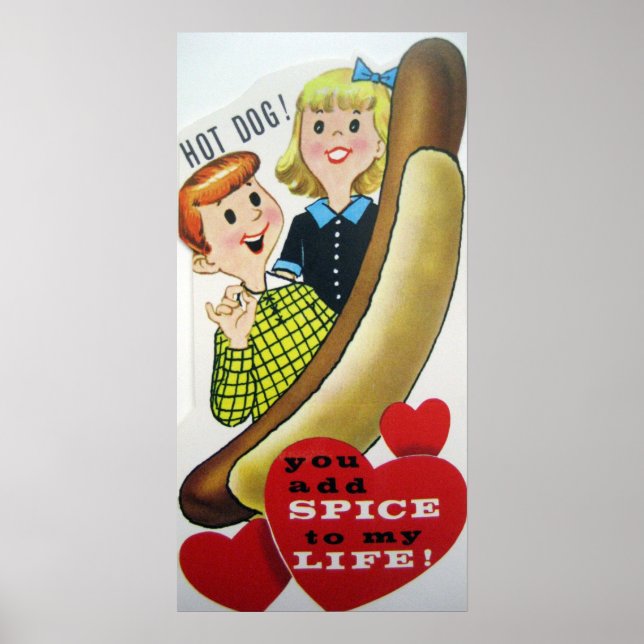 Cute-vintage-hotdog Valentine poster (Framsidan)