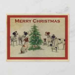 Cute Vintage Hund God jul Vykort