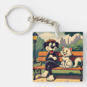Cute, vintage hund/katt-tecknad