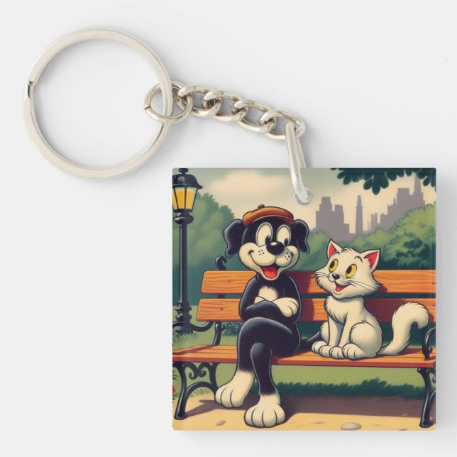Cute, vintage hund/katt-tecknad (Framsidan)