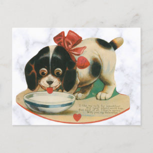 Cute Vintage Hund Valentines day Vykort