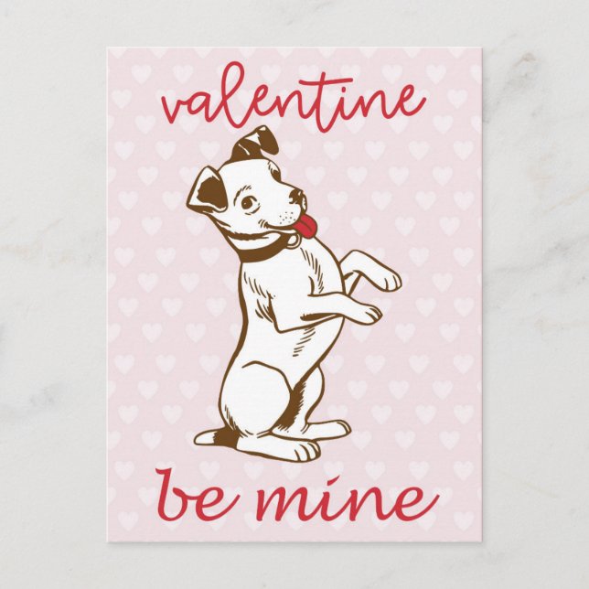Cute Vintage Hund Valentines day Vykort (Framsida)