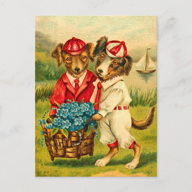 Cute Vintage Hundar vykort (Framsida)