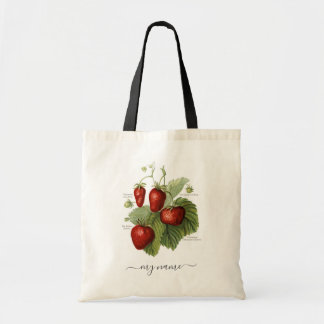 Cute Vintage jordgubbssorter Lägg till ditt namn Tygkasse