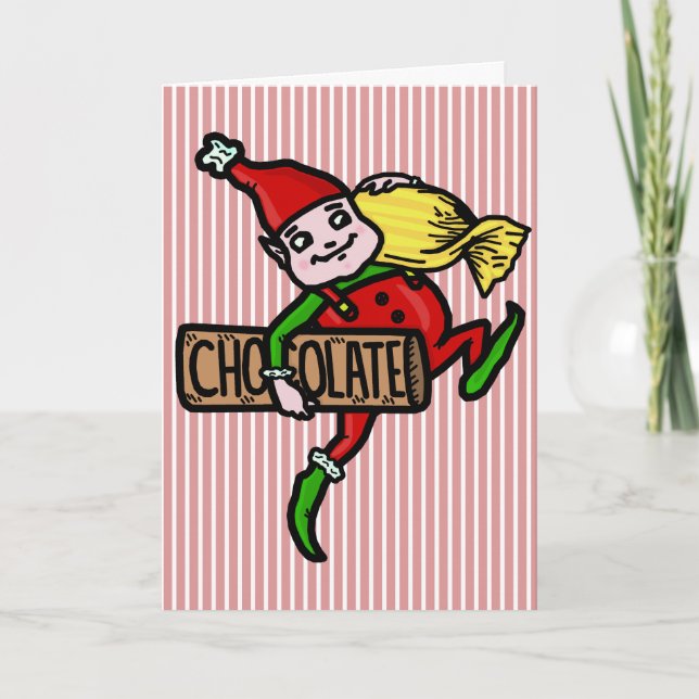 Cute Vintage jul Elf med Candy Helgkort (Framsida)
