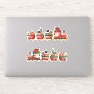 Cute Vintage jul Tåg med Leksaker Klistermärken