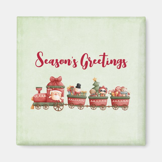 Cute Vintage jul Tåg med Leksaker Magnet (Framsidan)