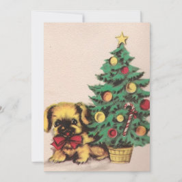 Cute Vintage-julen Hund Julgran Julkort