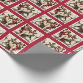 Cute Vintage-julen Hund Mönster Presentpapper