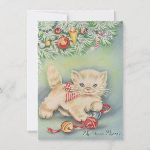 Cute Vintage julkatt Julkort