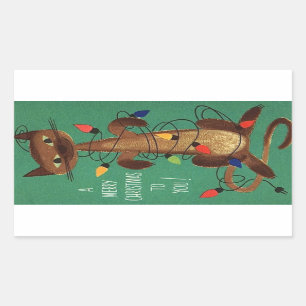Cute Vintage-julklapp i Ljus Rektangulärt Klistermärke