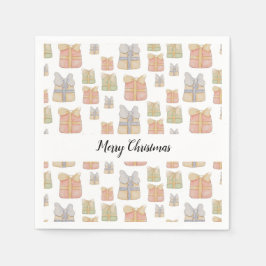 Cute Vintage-julklappar Watercolor Art Pappersservett