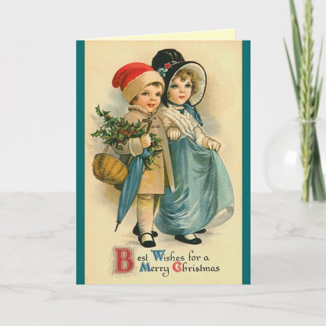 Cute Vintage-julkort Helgkort (Framsida)