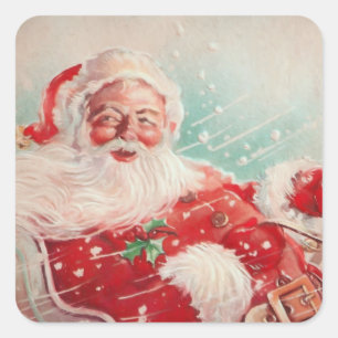 Cute vintage Jultomten Fyrkantigt Klistermärke