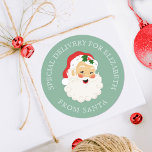 Cute Vintage Jultomten jul Runt Klistermärke<br><div class="desc">Julklistermärken i Jultomten av vintage med gröntens bakgrund! Roligt för att slå in dina julklappar. Kommer i en mängd färg. Designad av Blackberry Boulevard.</div>