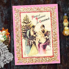 Cute Vintage-jultomten med familjens Rosa Helg Vykort