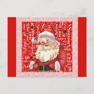 Cute Vintage jultomten Ord Candy cane Vykort